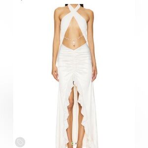 REVOLVE White Backless Halter Dress